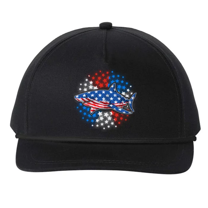 Stars And Stripes USA American Flag Shark Snapback Five-Panel Rope Hat