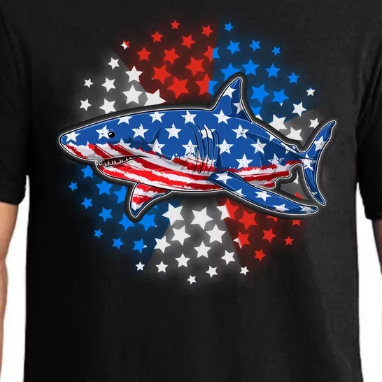 Stars And Stripes USA American Flag Shark Pajama Set