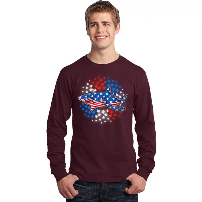 Stars And Stripes USA American Flag Shark Tall Long Sleeve T-Shirt