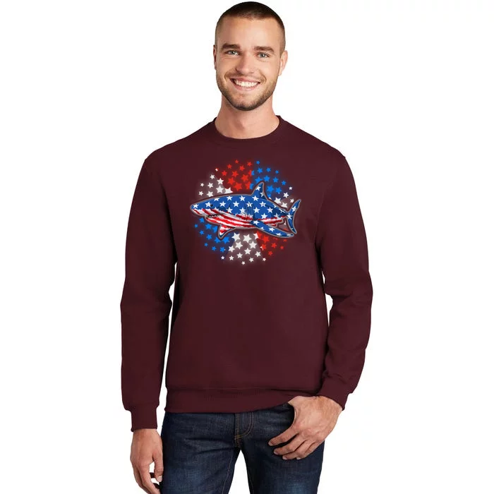 Stars And Stripes USA American Flag Shark Tall Sweatshirt