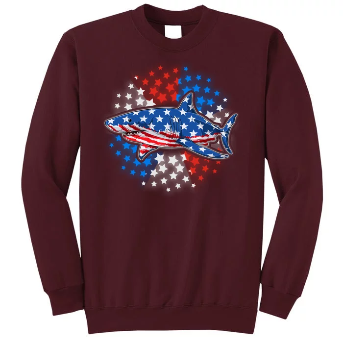 Stars And Stripes USA American Flag Shark Tall Sweatshirt