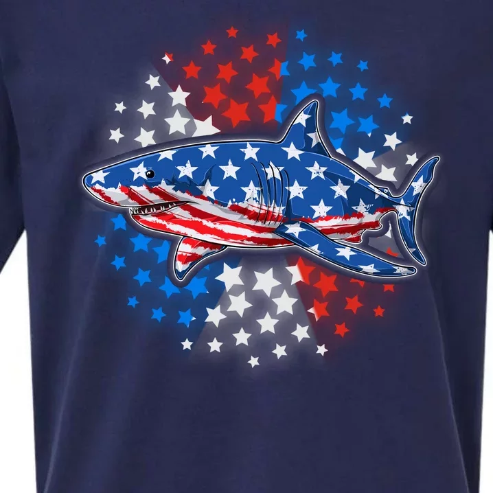 Stars And Stripes USA American Flag Shark Sueded Cloud Jersey T-Shirt