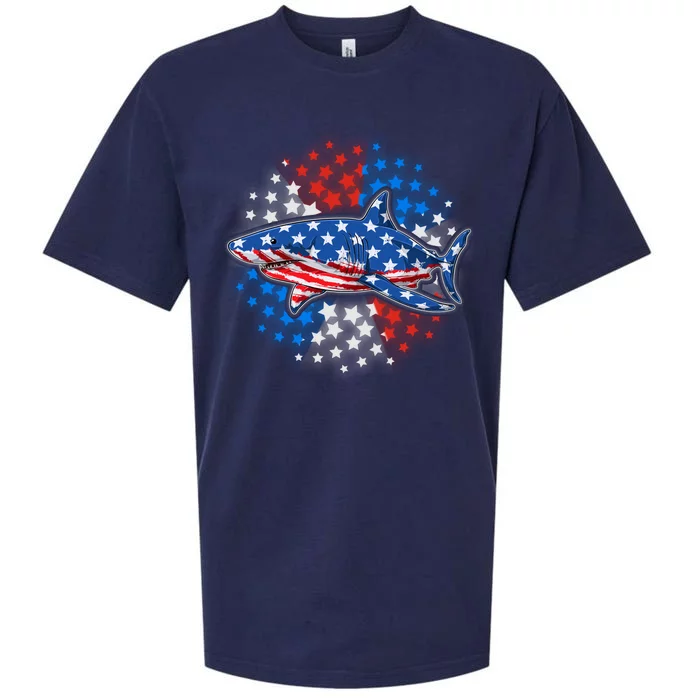 Stars And Stripes USA American Flag Shark Sueded Cloud Jersey T-Shirt