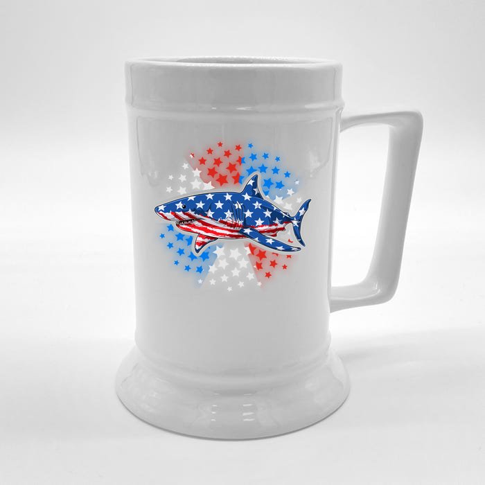 Stars And Stripes USA American Flag Shark Front & Back Beer Stein