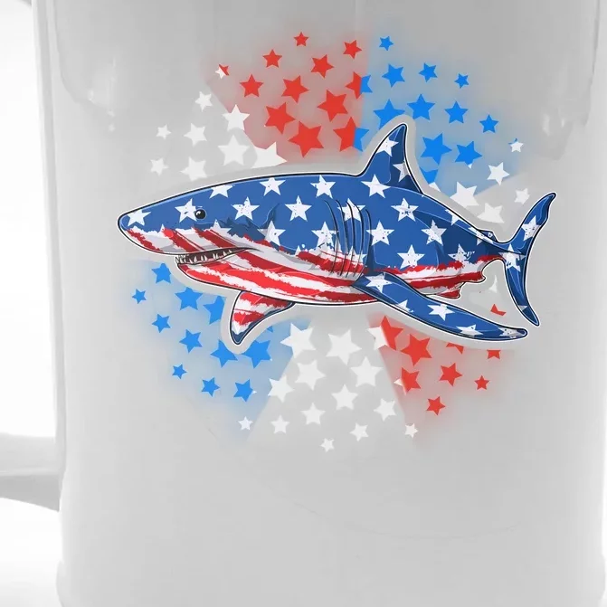 Stars And Stripes USA American Flag Shark Front & Back Beer Stein