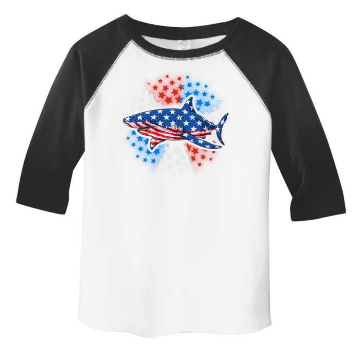 Stars And Stripes USA American Flag Shark Toddler Fine Jersey T-Shirt