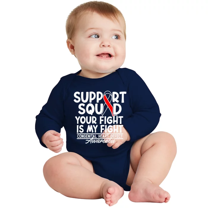 Support Awareness Squad I CHD Congenital Heart Defect Baby Long Sleeve Bodysuit