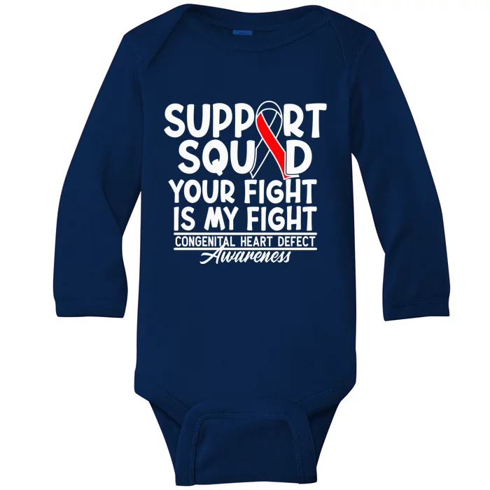 Support Awareness Squad I CHD Congenital Heart Defect Baby Long Sleeve Bodysuit