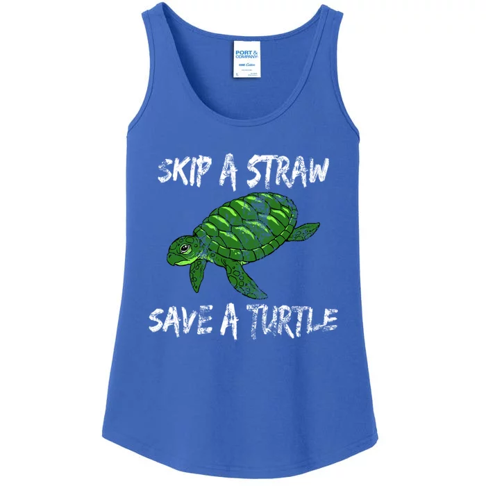 Skip A Straw Save A Turtle Cute Gift Tee Gift Ladies Essential Tank