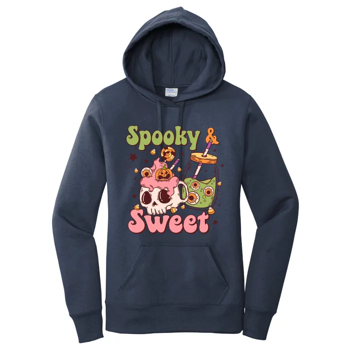 Spooky And Sweet Retro Groovy Halloween Candy Costume Gift Women's Pullover Hoodie