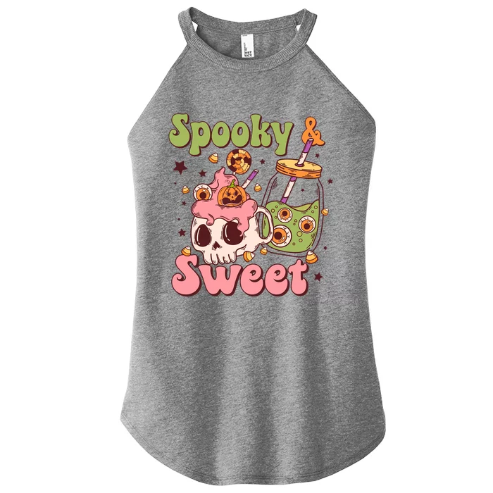 Spooky And Sweet Retro Groovy Halloween Candy Costume Gift Women’s Perfect Tri Rocker Tank