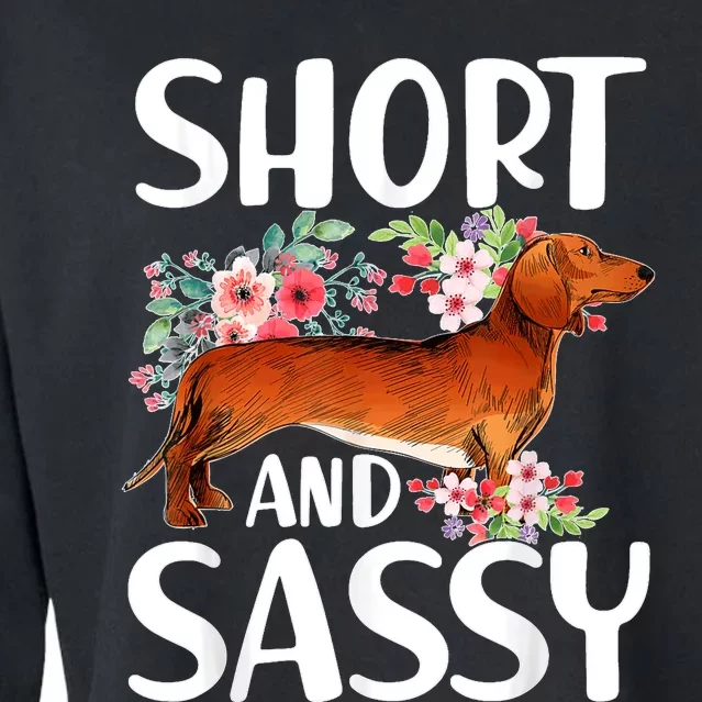 Short And Sassy Dachshund Dog Lover Wiener Cropped Pullover Crew