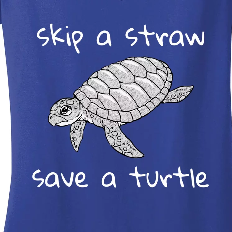 Skip A Straw Save A Turtle Gift Tee Gift Women's V-Neck T-Shirt