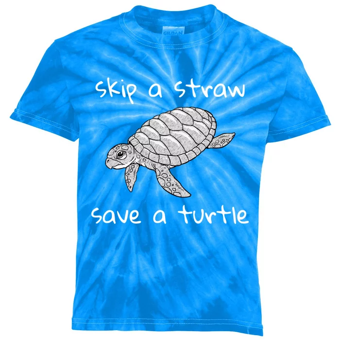 Skip A Straw Save A Turtle Gift Tee Gift Kids Tie-Dye T-Shirt