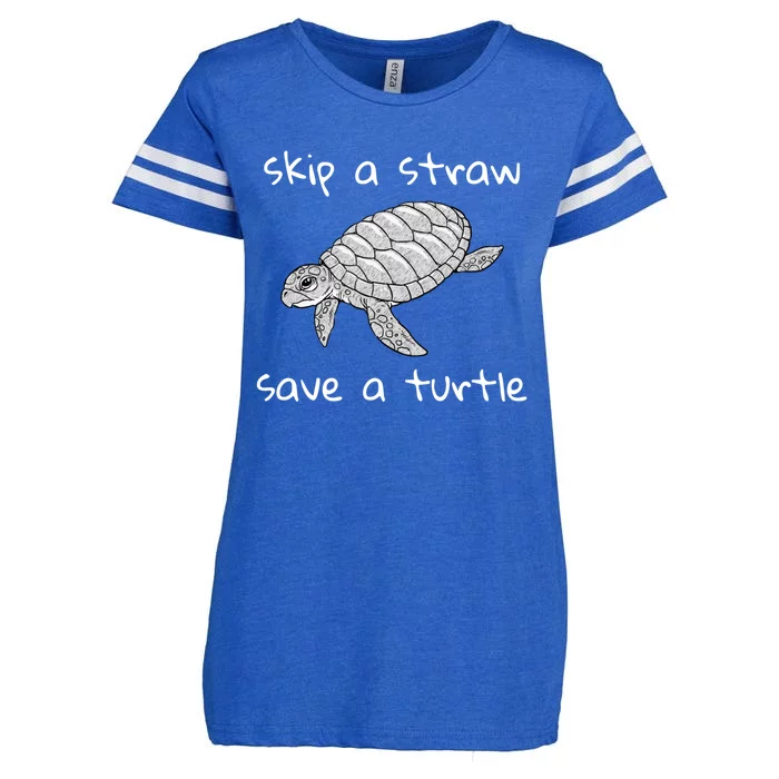 Skip A Straw Save A Turtle Gift Tee Gift Enza Ladies Jersey Football T-Shirt