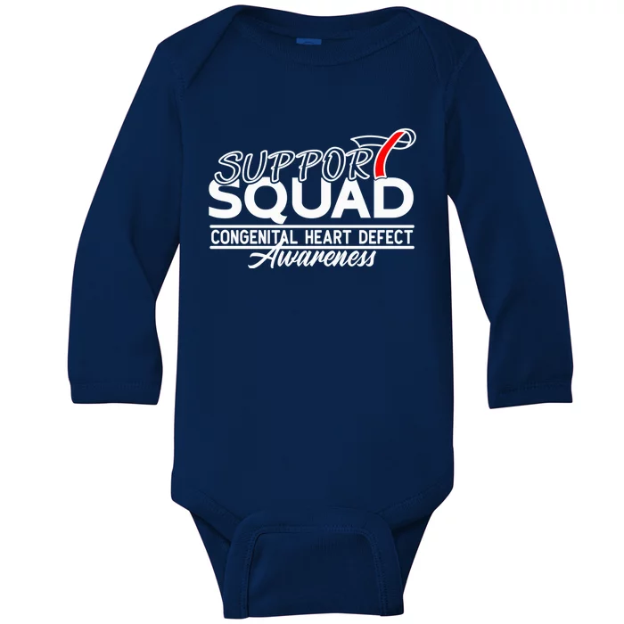 Support Awareness Squad I CHD Congenital Heart Defect Baby Long Sleeve Bodysuit