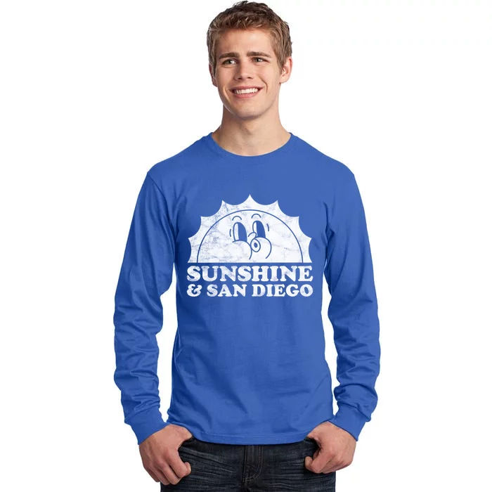 Sunshine And San Diego California Retro Vintage Sun Gift Tall Long Sleeve T-Shirt