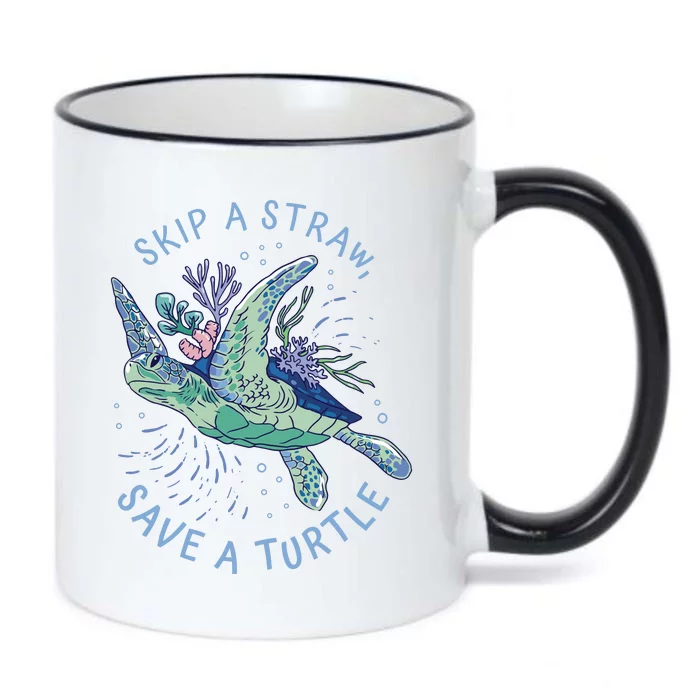 Skip A Straw Save A Turtle Ocean Black Color Changing Mug