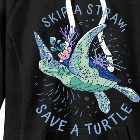 Skip A Straw Save A Turtle Ocean Women's Fleece Hoodie