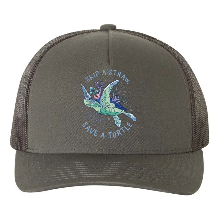 Skip A Straw Save A Turtle Ocean Yupoong Adult 5-Panel Trucker Hat