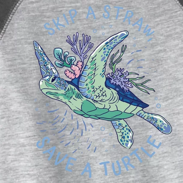 Skip A Straw Save A Turtle Ocean Toddler Fine Jersey T-Shirt