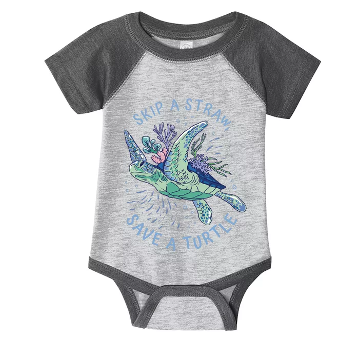 Skip A Straw Save A Turtle Ocean Infant Baby Jersey Bodysuit