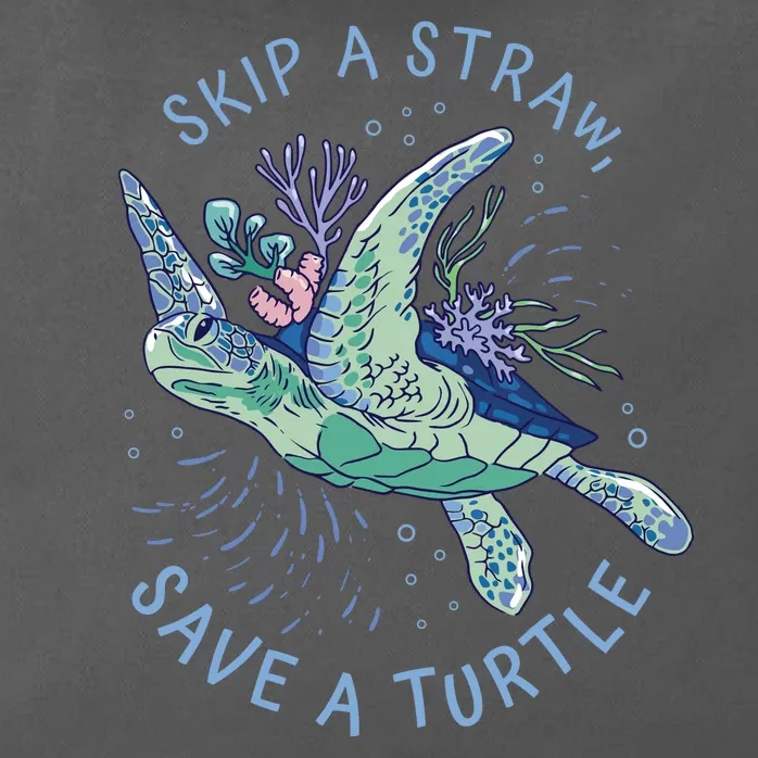 Skip A Straw Save A Turtle Ocean Zip Tote Bag