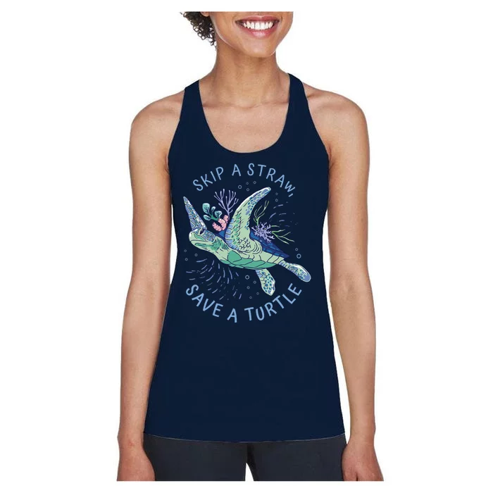 Skip A Straw Save A Turtle Ocean Women's Racerback Tank