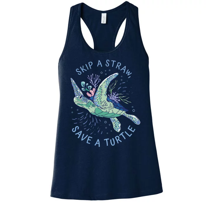 Skip A Straw Save A Turtle Ocean Women's Racerback Tank