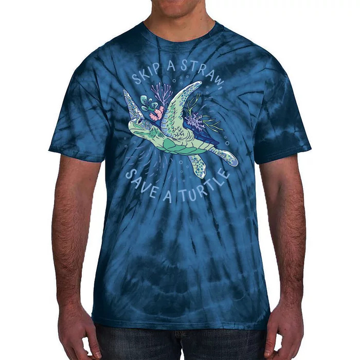 Skip A Straw Save A Turtle Ocean Tie-Dye T-Shirt