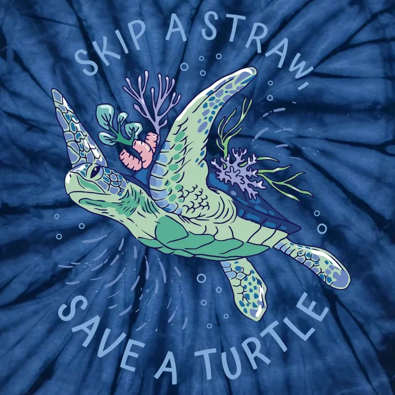 Skip A Straw Save A Turtle Ocean Tie-Dye T-Shirt