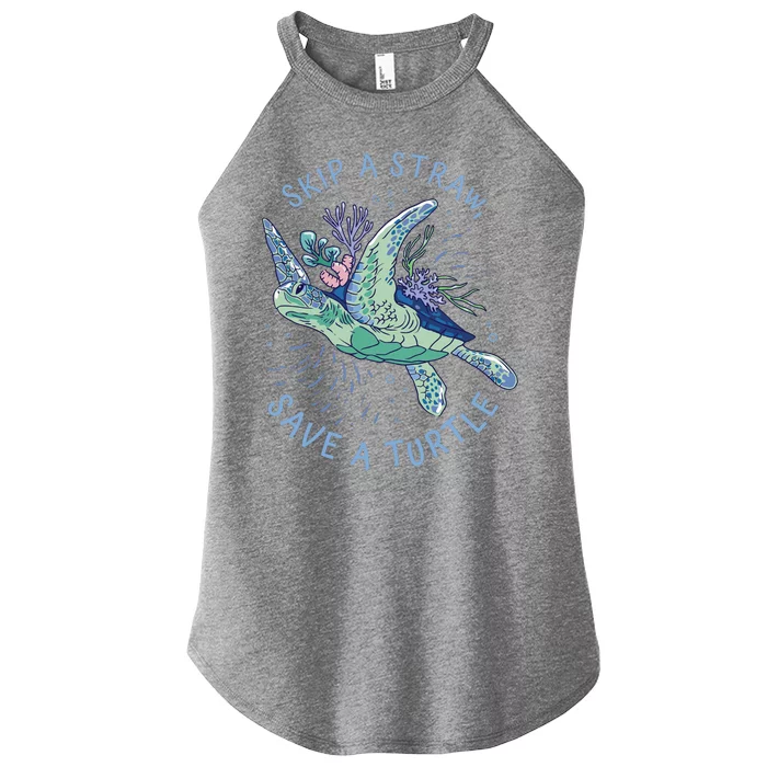 Skip A Straw Save A Turtle Ocean Women’s Perfect Tri Rocker Tank