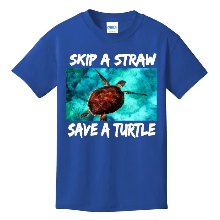 Skip A Straw Save A Turtle Gift Kids T-Shirt