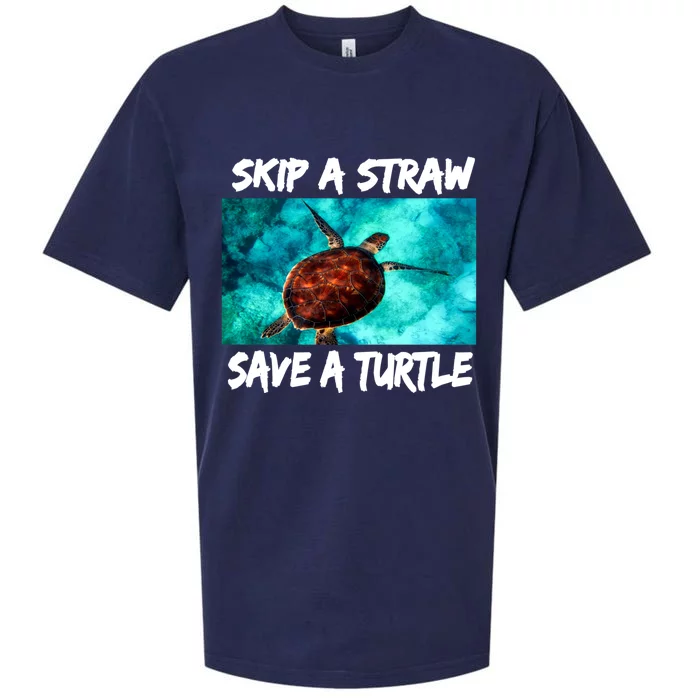 Skip A Straw Save A Turtle Gift Sueded Cloud Jersey T-Shirt