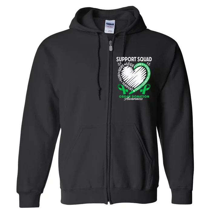 Support Awareness Squad I Transplant Survivor Organ Donation Full Zip Hoodie