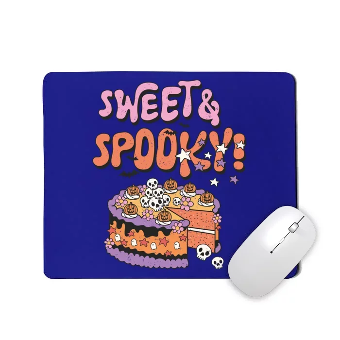 Sweet And Spooky Skulls Pumpkins Retro Groovy Halloween Cake Gift Mousepad