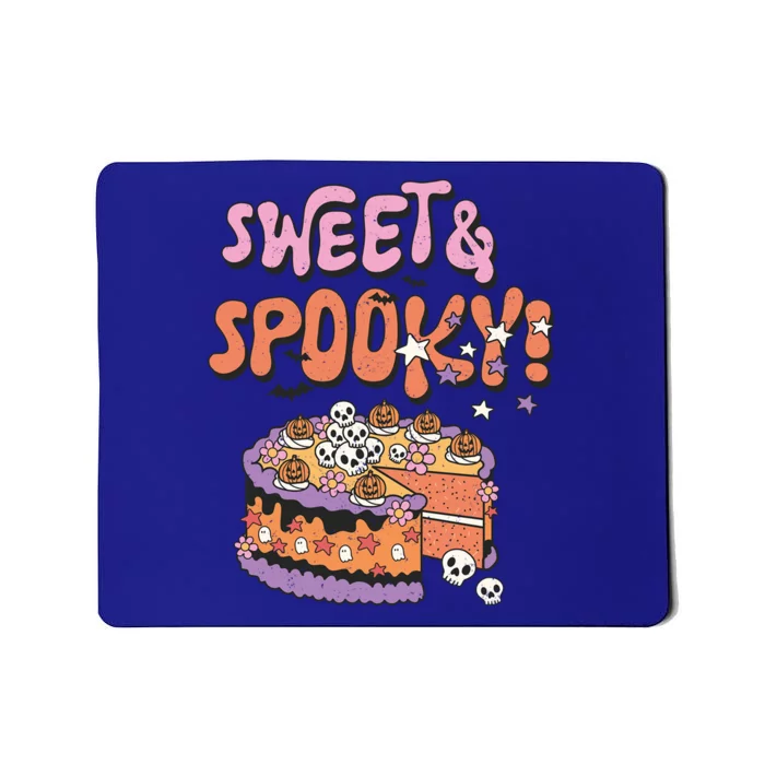 Sweet And Spooky Skulls Pumpkins Retro Groovy Halloween Cake Gift Mousepad