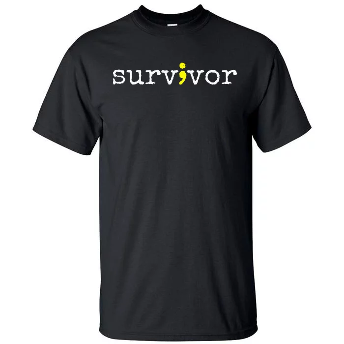 Suicide Awareness Support Symbol Recovery Survivor Semicolon Tall T-Shirt