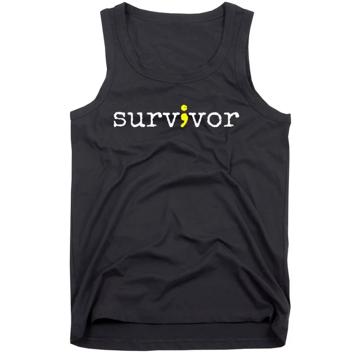 Suicide Awareness Support Symbol Recovery Survivor Semicolon Tank Top