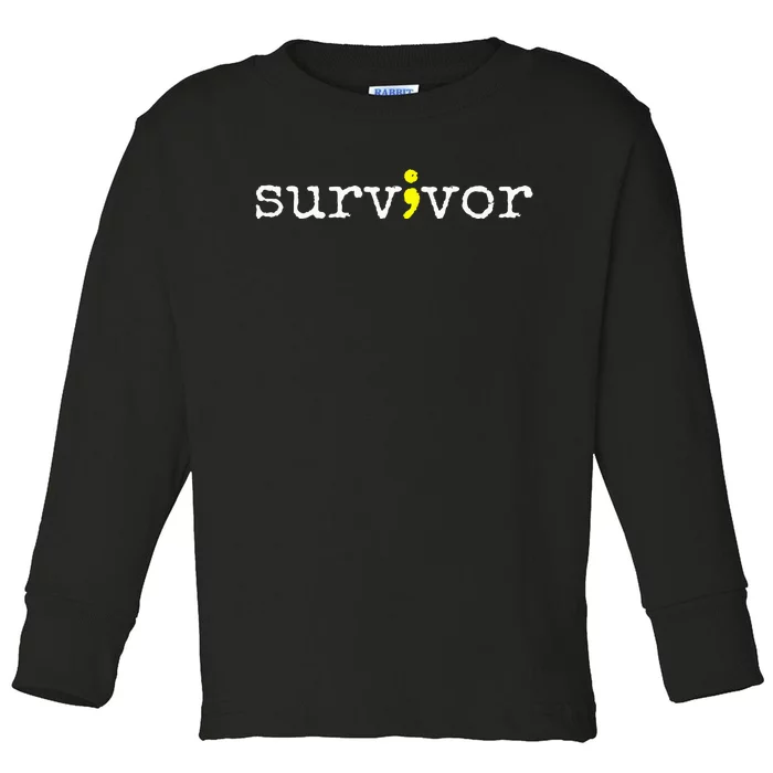 Suicide Awareness Support Symbol Recovery Survivor Semicolon Toddler Long Sleeve Shirt