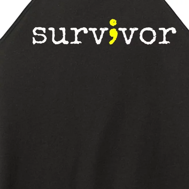 Suicide Awareness Support Symbol Recovery Survivor Semicolon Women’s Perfect Tri Rocker Tank