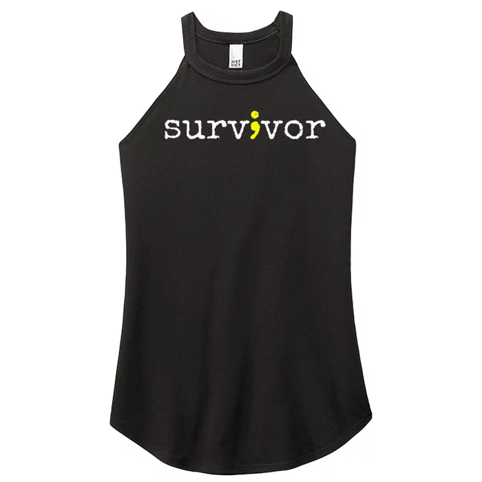 Suicide Awareness Support Symbol Recovery Survivor Semicolon Women’s Perfect Tri Rocker Tank