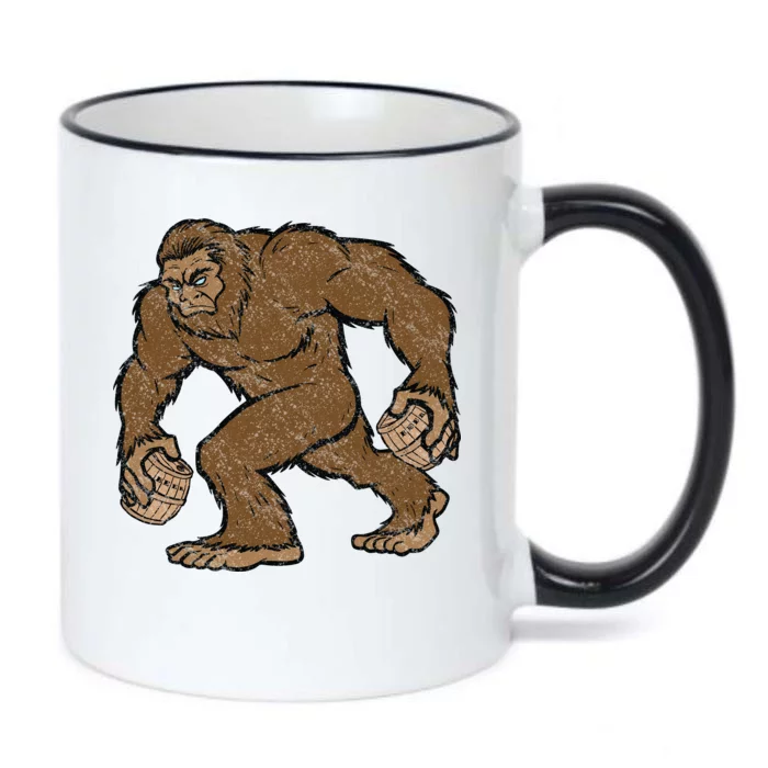 Sasquatch Bigfoot With Beer Kegs Black Color Changing Mug