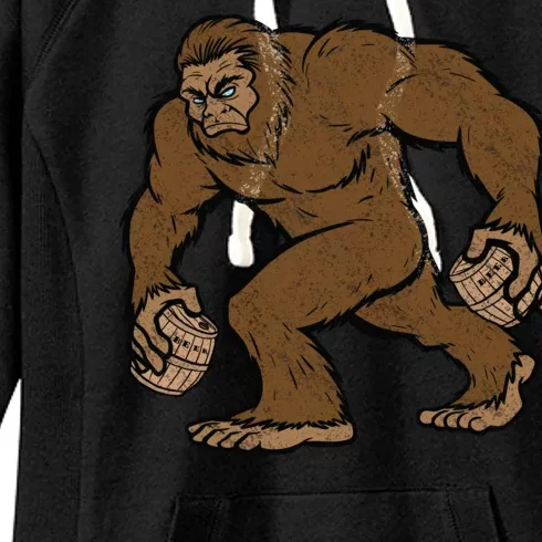 Sasquatch Bigfoot With Beer Kegs Women's Fleece Hoodie