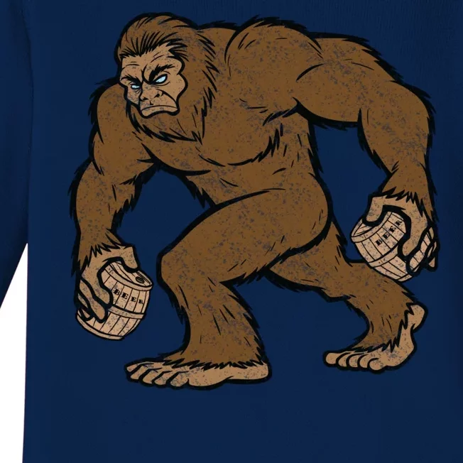 Sasquatch Bigfoot With Beer Kegs Baby Long Sleeve Bodysuit