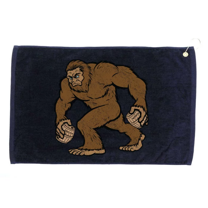 Sasquatch Bigfoot With Beer Kegs Grommeted Golf Towel