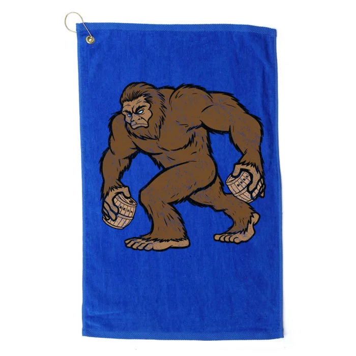 Sasquatch Bigfoot With Beer Kegs Platinum Collection Golf Towel