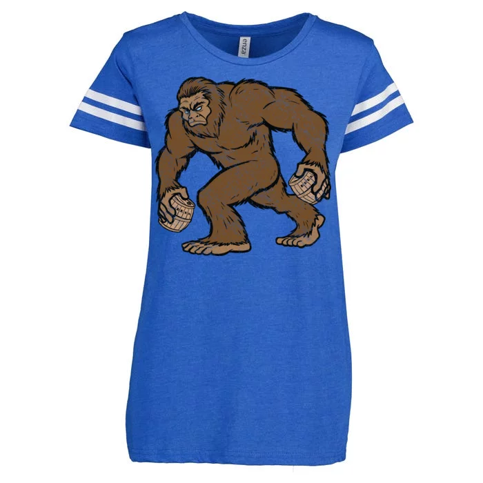 Sasquatch Bigfoot With Beer Kegs Enza Ladies Jersey Football T-Shirt