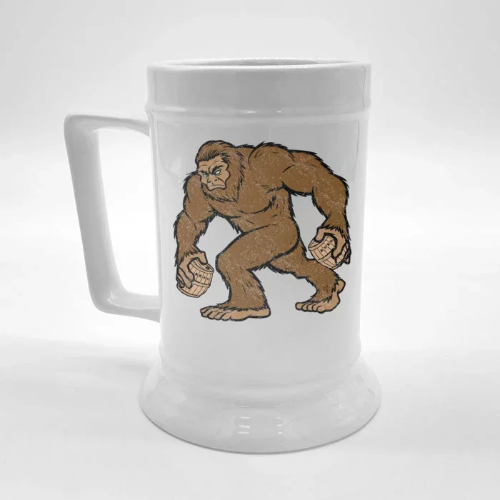 Sasquatch Bigfoot With Beer Kegs Front & Back Beer Stein