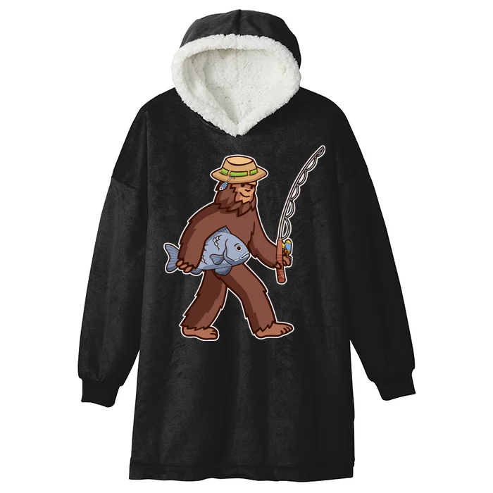 Sasquatch Gone Fishing Hooded Wearable Blanket